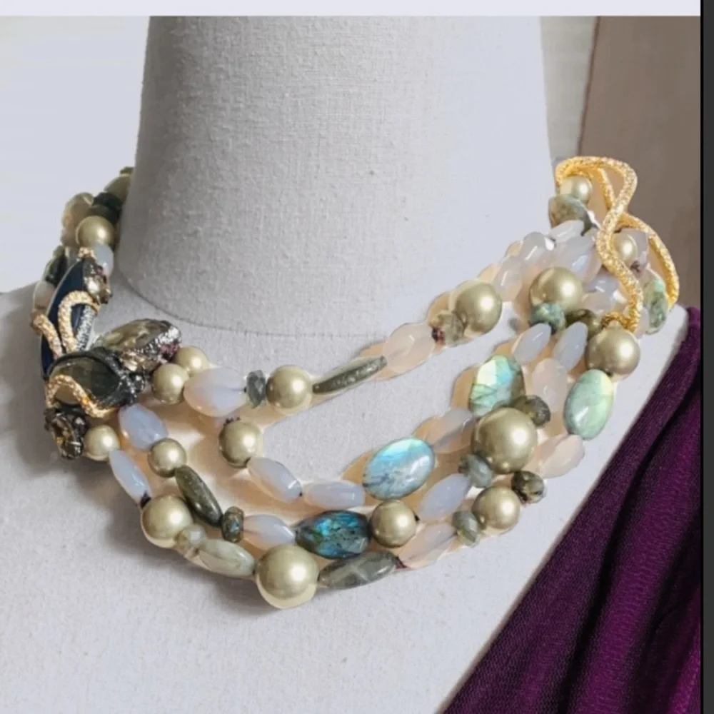 ALEXIS BITTAR • Iconic NEW Maldivian Gemstone Cluster Hand Knotted Necklace